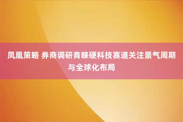 凤凰策略 券商调研青睐硬科技赛道关注景气周期与全球化布局